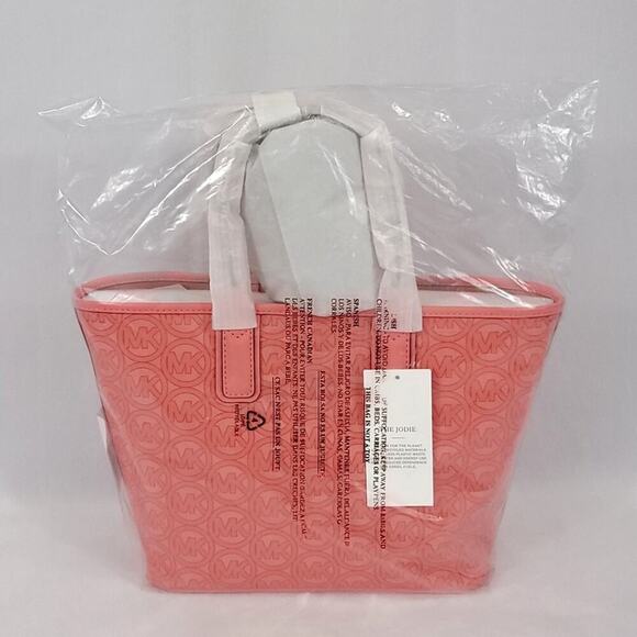 Michael Kors Small Tote Bag The Jodie Jacquard Pink Grapefruit - Picture 8 of 9